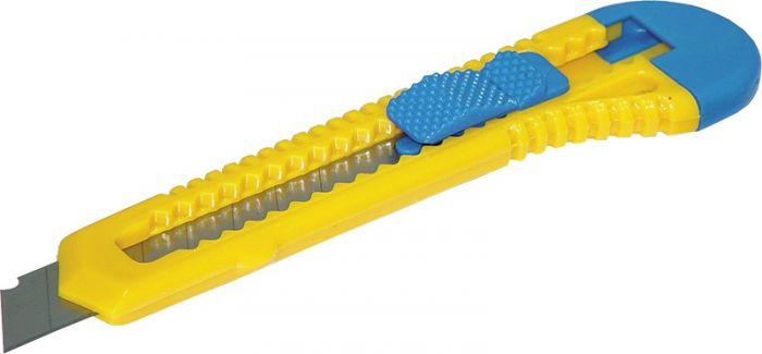 Office Cutter Knife DONAU, 18mm, plastic, with brakes, blue-yellow