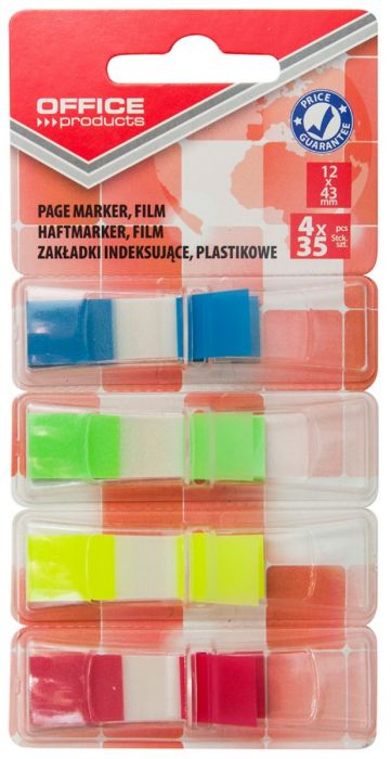 Järjehoidja Office Products, 4 värvi, 12x43mm, 4x35tk