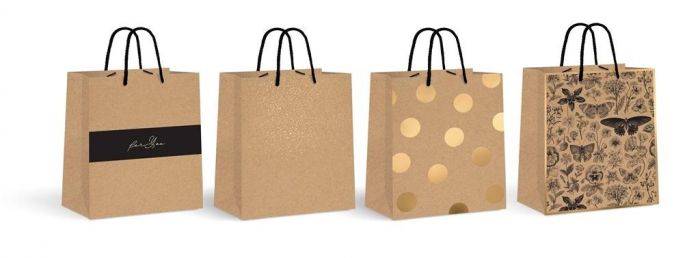 Kinkekott Kraft Gold 150g 26,5x33x13cm, assortii, Interdruk