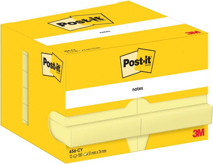 Märkmepaber iseliimuv POST-IT 656  kollane, 51x76mm (pakis 12x100l.)