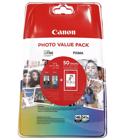 Tint Canon Photo Pack PG-540L/CL-541XL must/värvi komplekt PIXMA MG2150/2250/3150/3250/3510/3550/3650/4150/4250 TS5150/5151