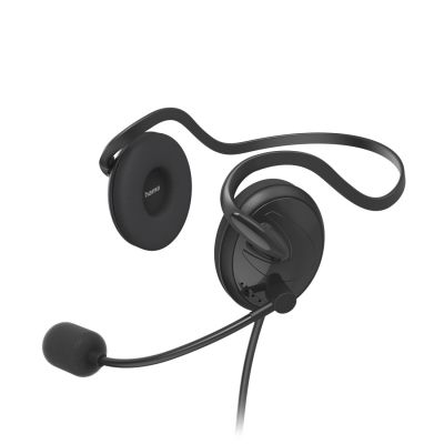 Kõrvaklapid+mikrofon Hama NHS-P100 PC Office Stereo Headset with Neckband/kaelale, 30mm black/must, 4-pin 3.5mm, adapter 2x3,5mm, 2m