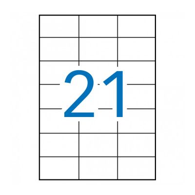 White permanent labels 70.0 x 42.4 mm, 21 on A4 sheet, 100 sheets