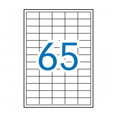 White permanent labels 38.0 x 21.2 mm, 65 on A4 sheet, 100 sheets