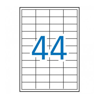 Etikett iseliimuv APLI 48,5x25,4mm, 44 tk A4 lehel, 100l/pk, Ref.01285