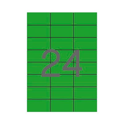 Green permanent labels 70.0 x 37.0 mm, 24 on A4 sheet, 100 sheets