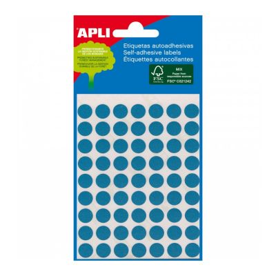 Etikett iseliimuv APLI ümar 10mm, sinine, 315tk/pk, Ref.02052, markeerimispunkt