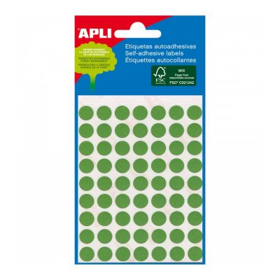 Etikett iseliimuv APLI ümar 10mm, roheline, 315tk/pk, Ref.02054, markeerimispunkt