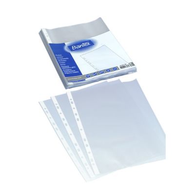 Punched Pockets Bantex, PP, A4, embossed, 40 micron, 100pcs