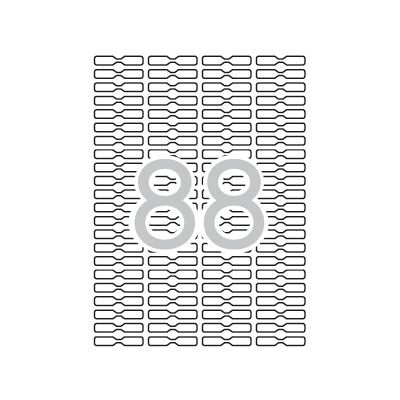 White removable labels for jewellery 45.0 x 8.0 mm, 88 on A4 sheet, 25 sheets