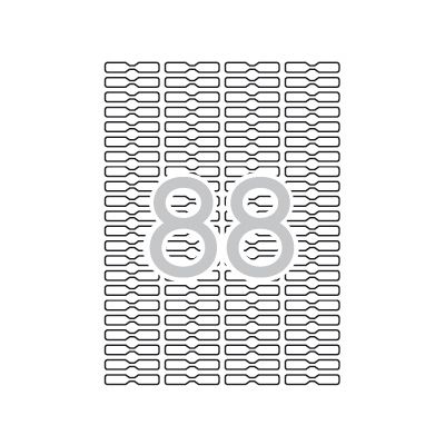 White removable labels for jewellery 45.0 x 8.0 mm, 88 on A4 sheet, 25 sheets