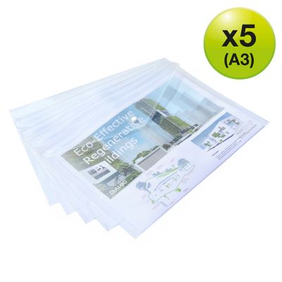 Popper wallet Eco A3 clear, 5pcs, Rapesco