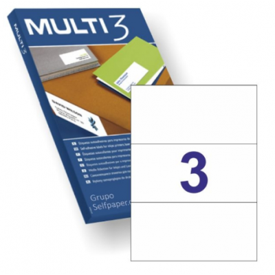 Etikett iseliimuv MULTI3 210x99mm, 3 tk A4 lehel, 100l/pk