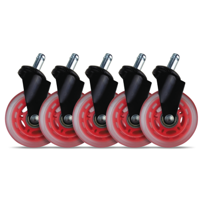 L33T 3″ CASTERS FOR GAMING CHAIRS (RED) UNIV., 5 PCS