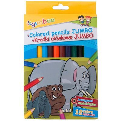 Colored pencils GIMBOO Jumbo, hexagonal shape, 12 pcs