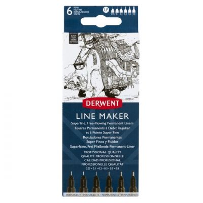 Line Maker Derwent, 0.05, 0.1, 0.2, 0.3, 0.5 and 0.8mm, black