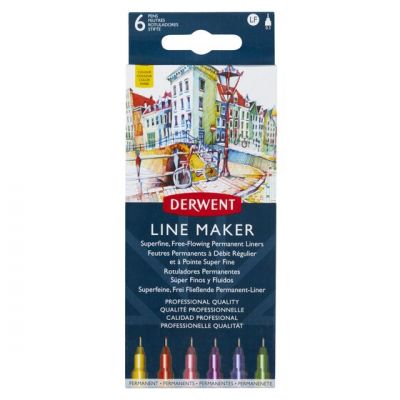 Tindipliiats Line Maker 0,3mm, 6 värvi, Derwent