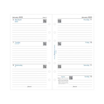 Kalendrisisu Filofax Personal Nädal joonitud, 2-lehel, ingliskeelne 2025a.