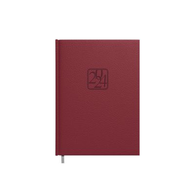 Book calendar MINISTER Day in burgundy, content of the day, with imitation leather cover
