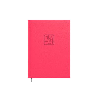 Book calendar MINISTER Week V coral red, A5, with imitation leather cover, weekly content