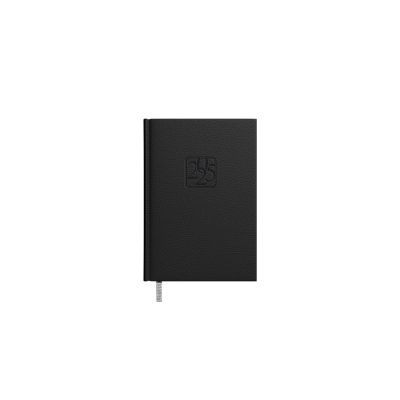 Calendar notebook black, horizontal weekly content, hardcover, padded faux leather covers