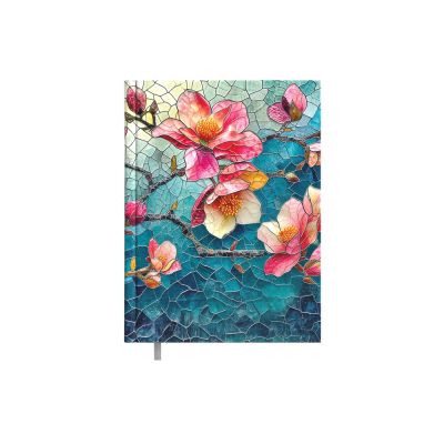 Raamatkalender KANTSLER Päev Magnolia, kunstnahast kaantega, päeva sisu 2025a.
