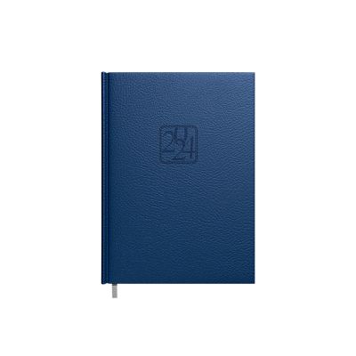 Book calendar MINISTER Day dark blue, content of the day, with faux leather covers
