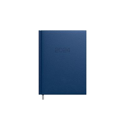 Book calendar CHANCELLOR Day, dark blue, with faux leather cover, content of the day
