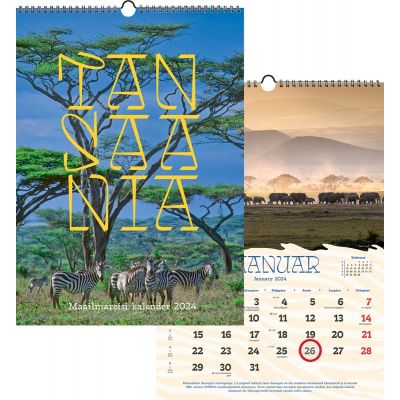 Wall calendar Travel calendar Tanzania A3, spiral binding, hanging loop