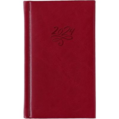 Calendar WEEK B6, dark red, hardcover, with faux leather cover