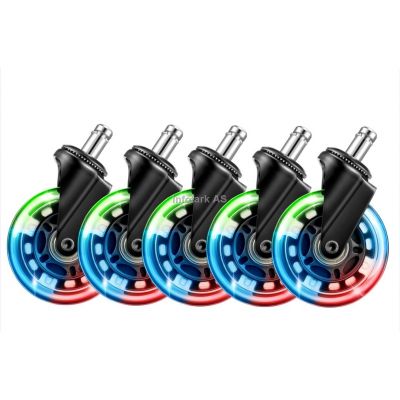 L33T 3″ RUBBER CASTERS, RGB LIGHT FLASHING, 5 PCS