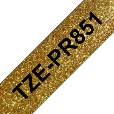 Kleepkirjalint Brother TZE-PR851 sädelev kuldne, must tekst, laius 24mm