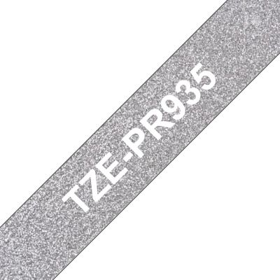 Adhesive tape Brother TZE-PR935 glittering silver, white text, width 12mm