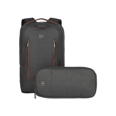 "Laptop backpack Wenger CityStyle Upgrade 16 ""dark gray, 12"" tablet pocket, 28x41x17cm 800gr, complete with shoulder pocket 16x33x6cm 4L"