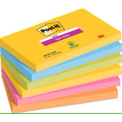 Märkmepaber iseliimuv POST-IT 655 Super Sticky Carnival, 76x127mm (pakis 6x90l.)