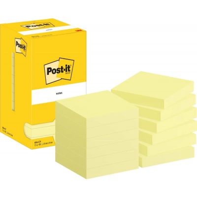 Post-it® Notes, Canary Yellow, 76 mm x 76 mm, 100 Sheets/Pad, 12 Pads/Pack, Cardboard Pack