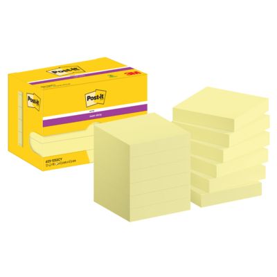 Märkmepaber iseliimuv Post-it 622 kollane Super Sticky, 47,6x47,6mm, (pakis 12x90l.)