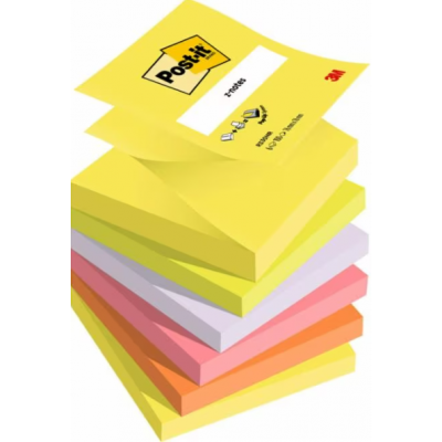 Märkmepaber iseliimuv POST-IT Z-note, 76x76mm, 6x100l, neoonassortii