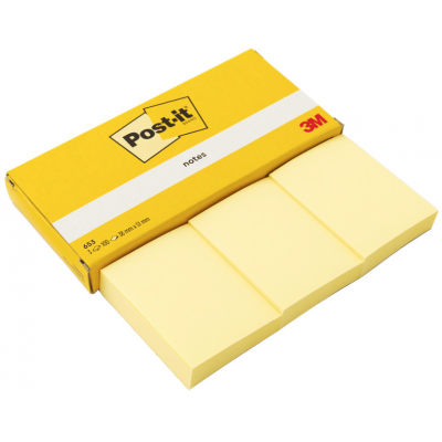 Märkmepaber iseliimuv POST-IT 653 38x51mm (pakis 3 x 100l.) kollane