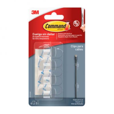 Kaablikinnitused Command Clear Round Cord Clips, läbipaistev, eemaldatav, 4 konksu + 5 kinnitusriba