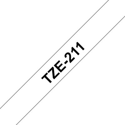Kleepkirjalint Brother TZE-211 valge, must tekst, laius 6mm