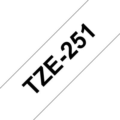 Kleepkirjalint Brother TZE-251 valge, must tekst, laius 24mm