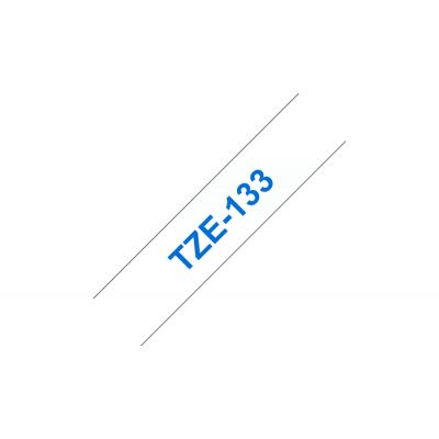 Adhesive tape Brother TZE-133 transparent, blue text, width 12mm