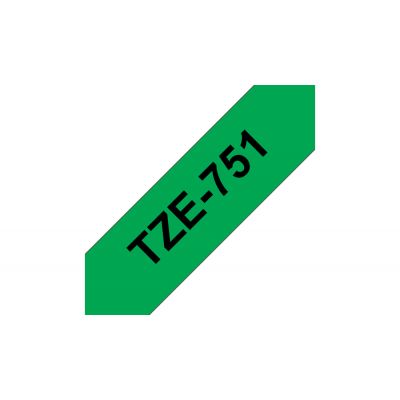 Adhesive tape Brother TZE-751 green, black text, width 24mm