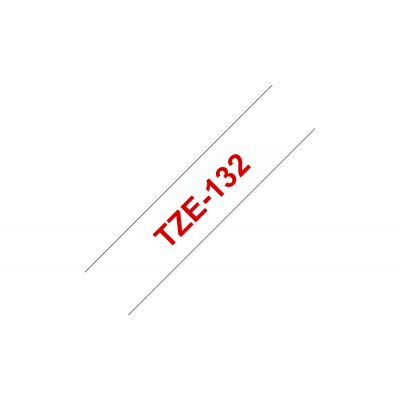 Adhesive tape Brother TZE-132 transparent, red text, width 12mm