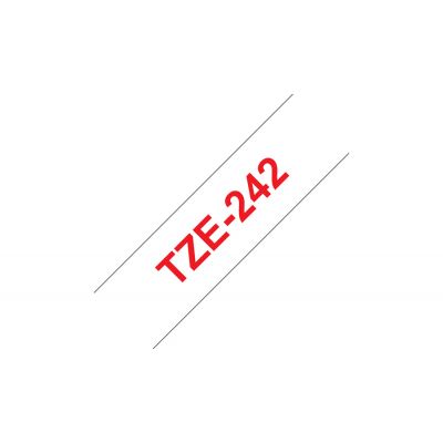 Kleepkirjalint Brother TZE-242 valge, punane tekst, laius 18mm
