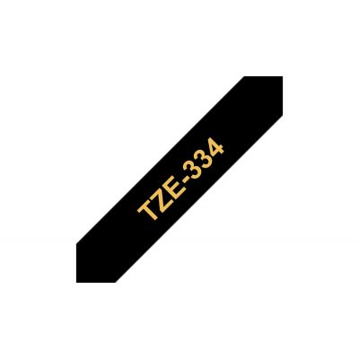 Adhesive tape Brother TZE-334 black, gold text, width 12mm
