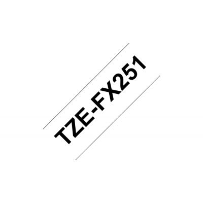 Kleepkirjalint Brother TZE-FX251 valge flexi ID, must tekst, laius 24mm