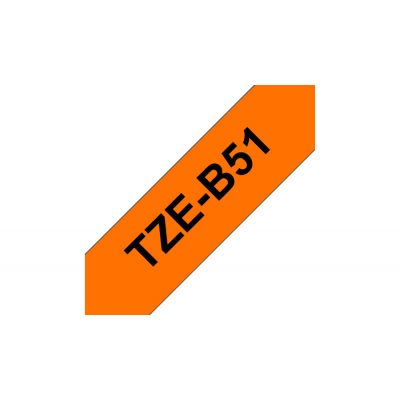 Adhesive tape Brother TZE-B51 orange, black text, width 24mm