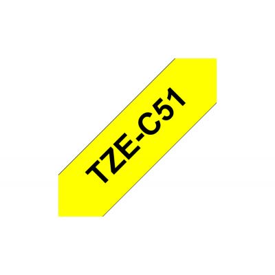 Adhesive tape Brother TZE-C51 neon yellow, black text, width 24mm